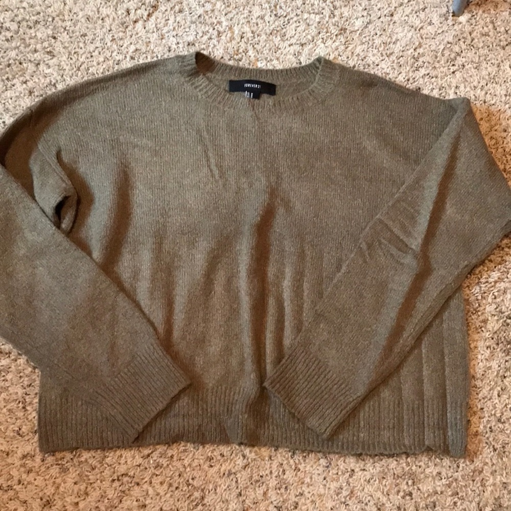 Army Green Cropped Sweater